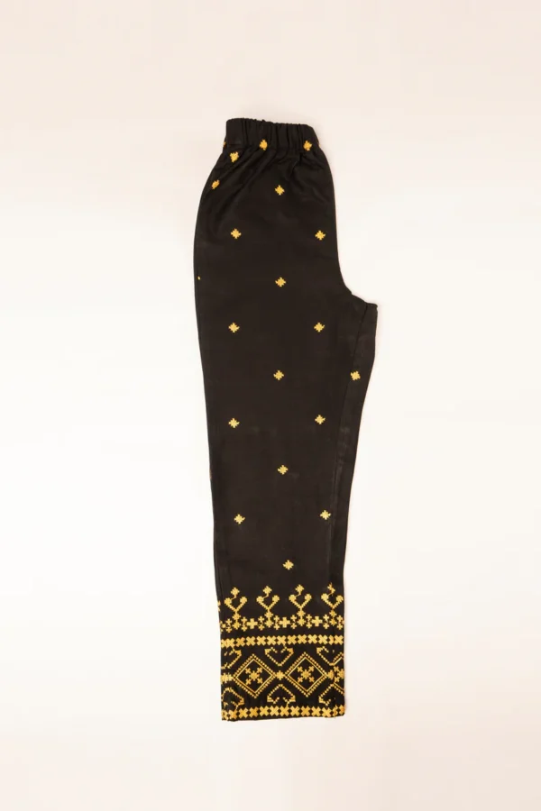 Black Silk Straight Trouser