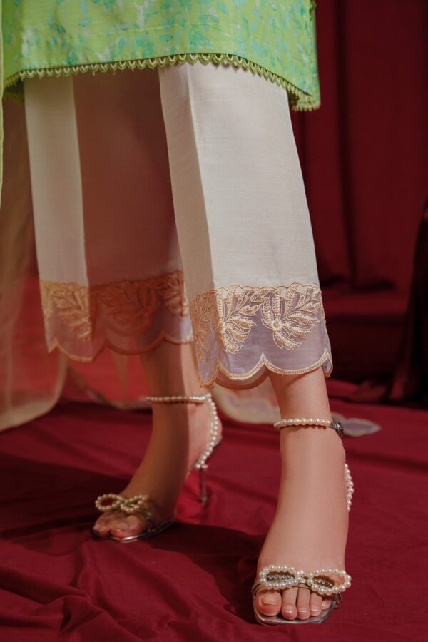 Silk Leaf Embroidered Trouser