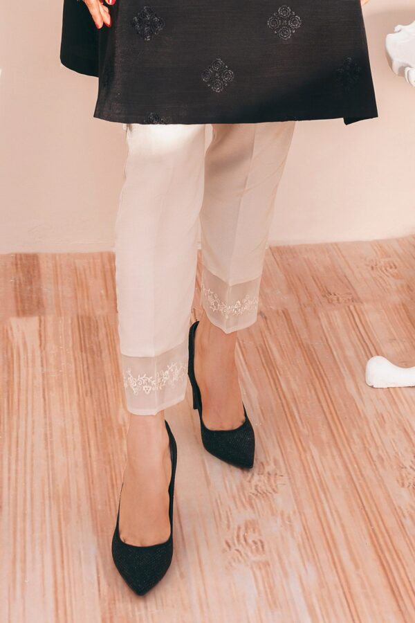 Raw Silk Embroidered Straight Trouser