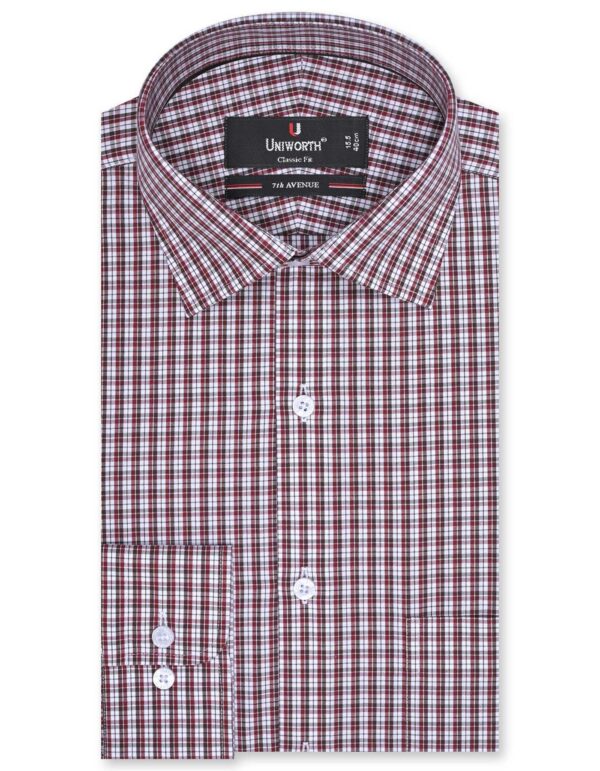 Maroon Check Classic Fit Shirt