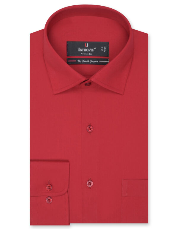 Red Plain Classic Fit Shirt