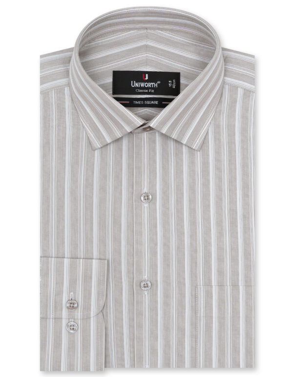 Beige Stripe Classic Fit Shirt