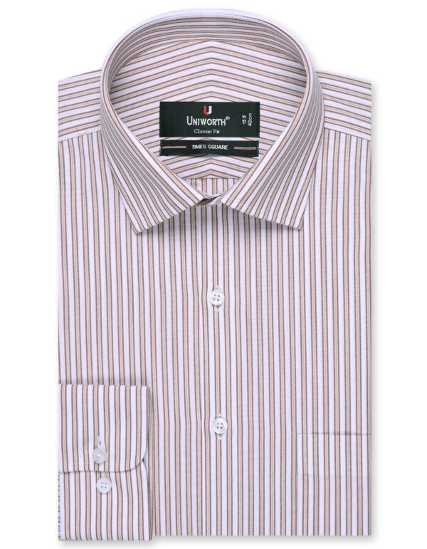 Brown Stripe Classic Fit Shirt