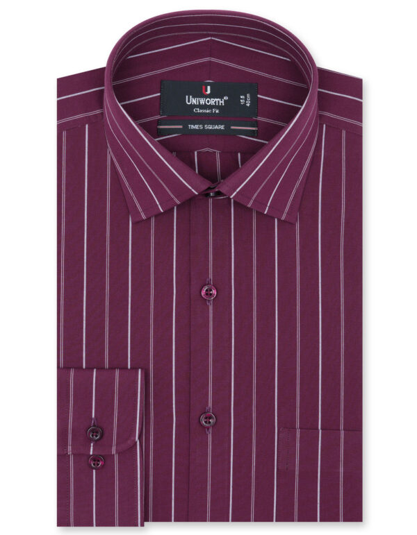 Maroon Stripe Classic Fit Shirt