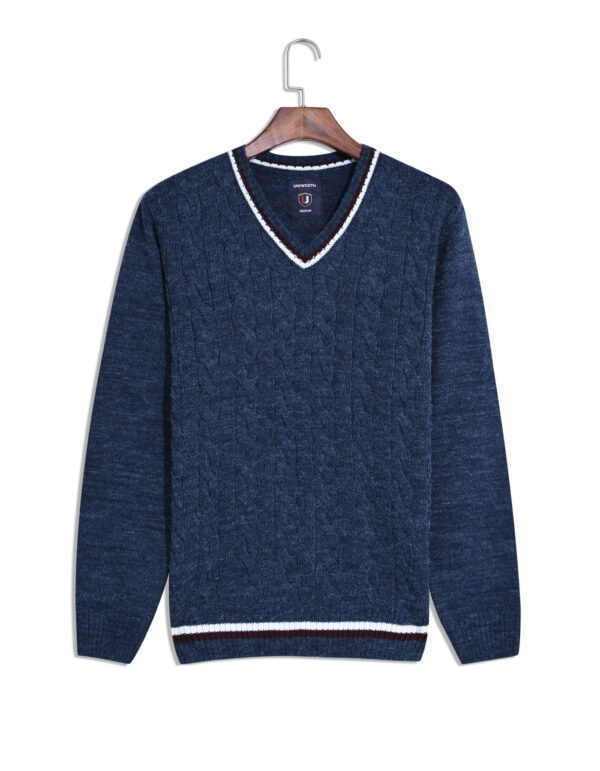 Navy Plain V-Neck Sweater