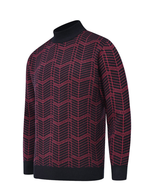 Black Stripe Mock Neck Sweater