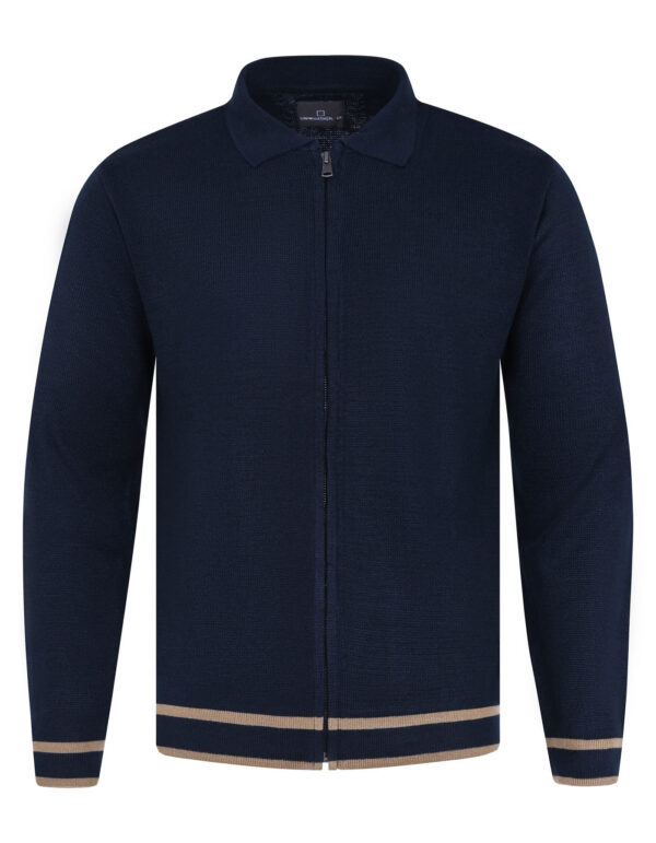 Navy Plain Full Zipper Sweater
