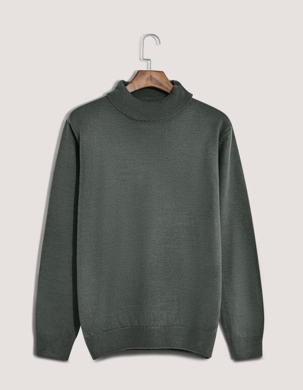 Grey Plain High Neck Sweater