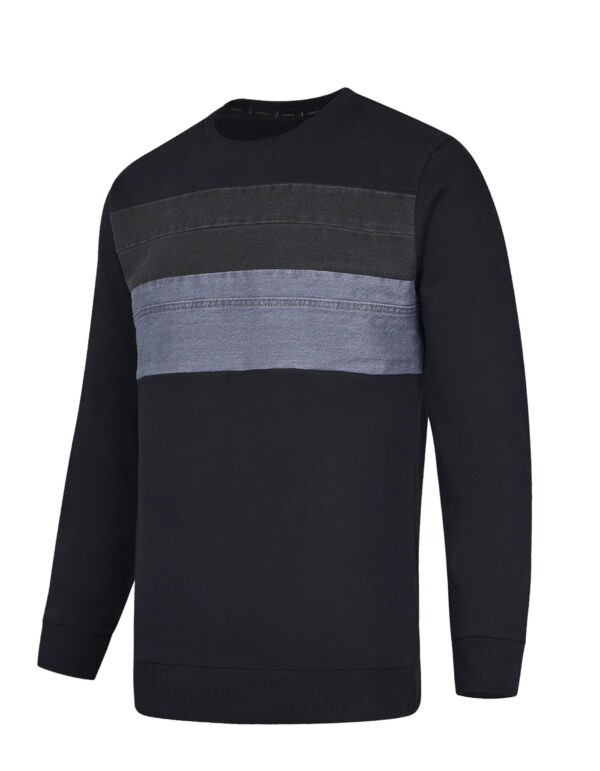 Black Denim Panel Sweatshirt
