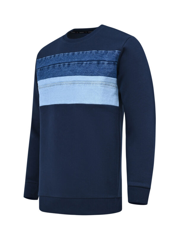Navy Denim Panel Sweatshirt