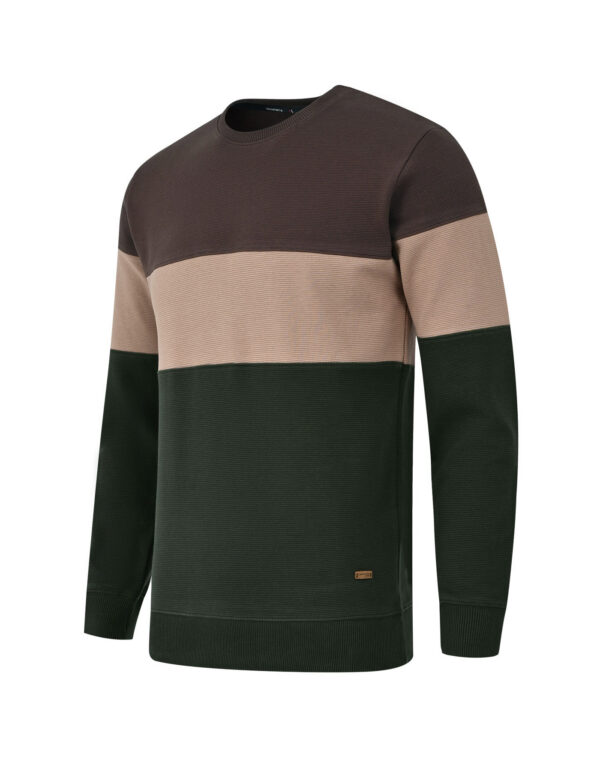 Brown Texture Color Block Sweatshirt