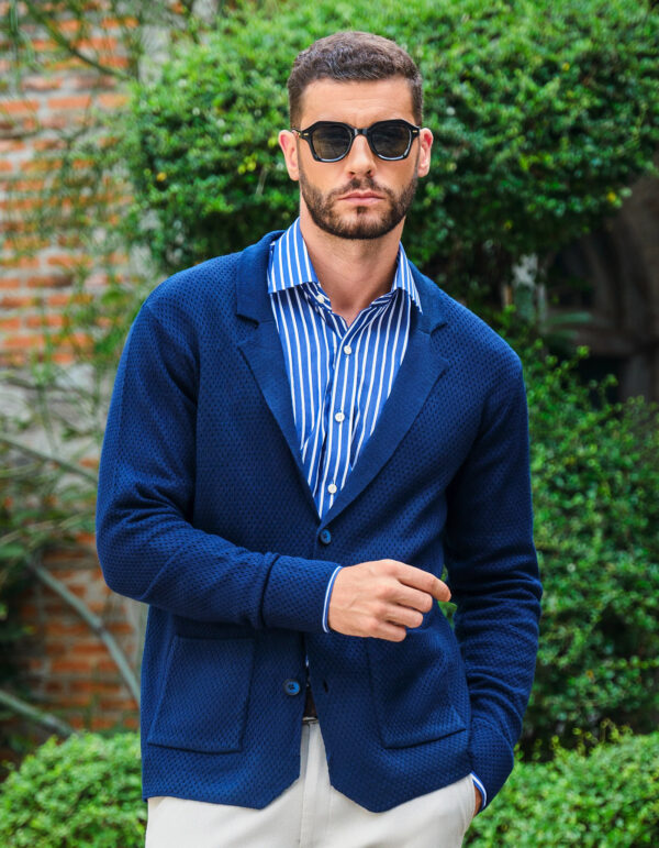 Navy Plain Cardigan Sweater